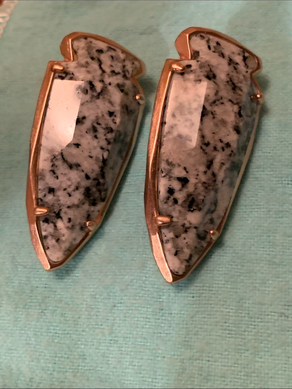 Absolutely stunning design rare rose gold tone real stone earrings , must have!